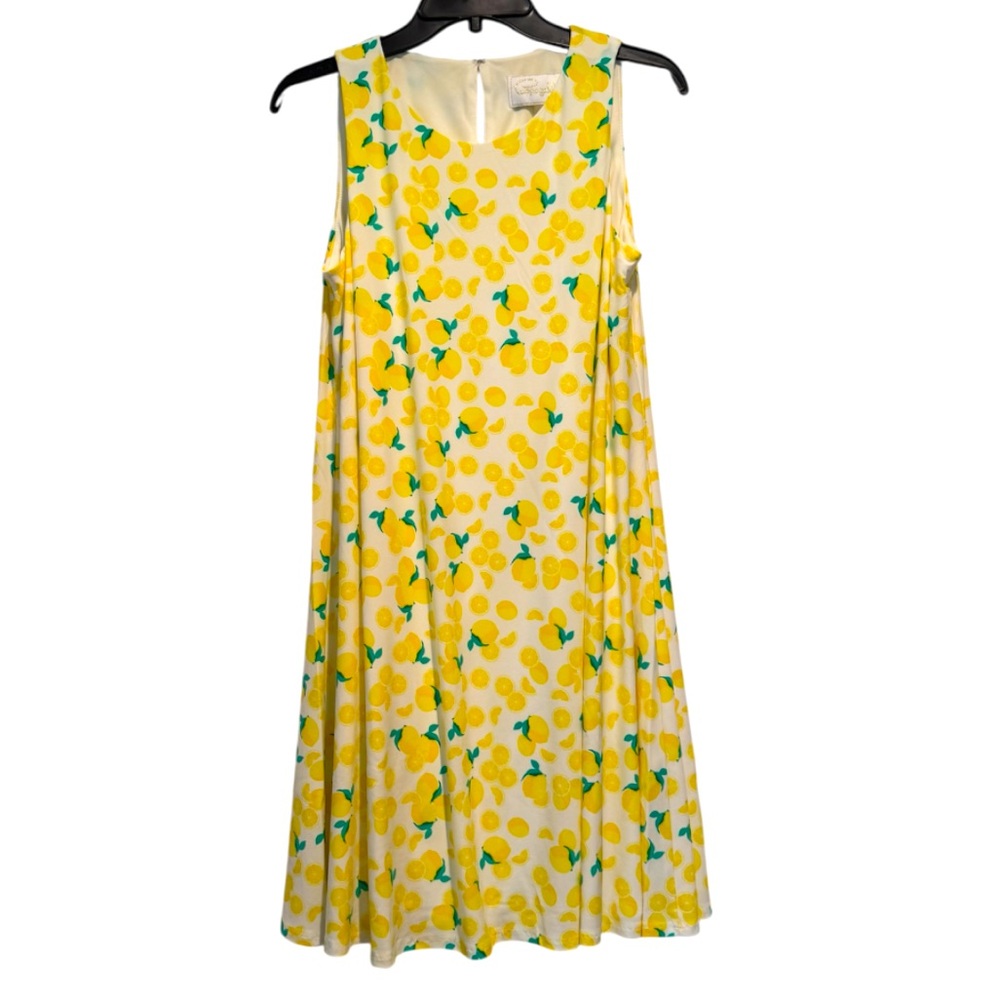 Papagallo Yellow Lemon Print Sleeveless Swing Dress